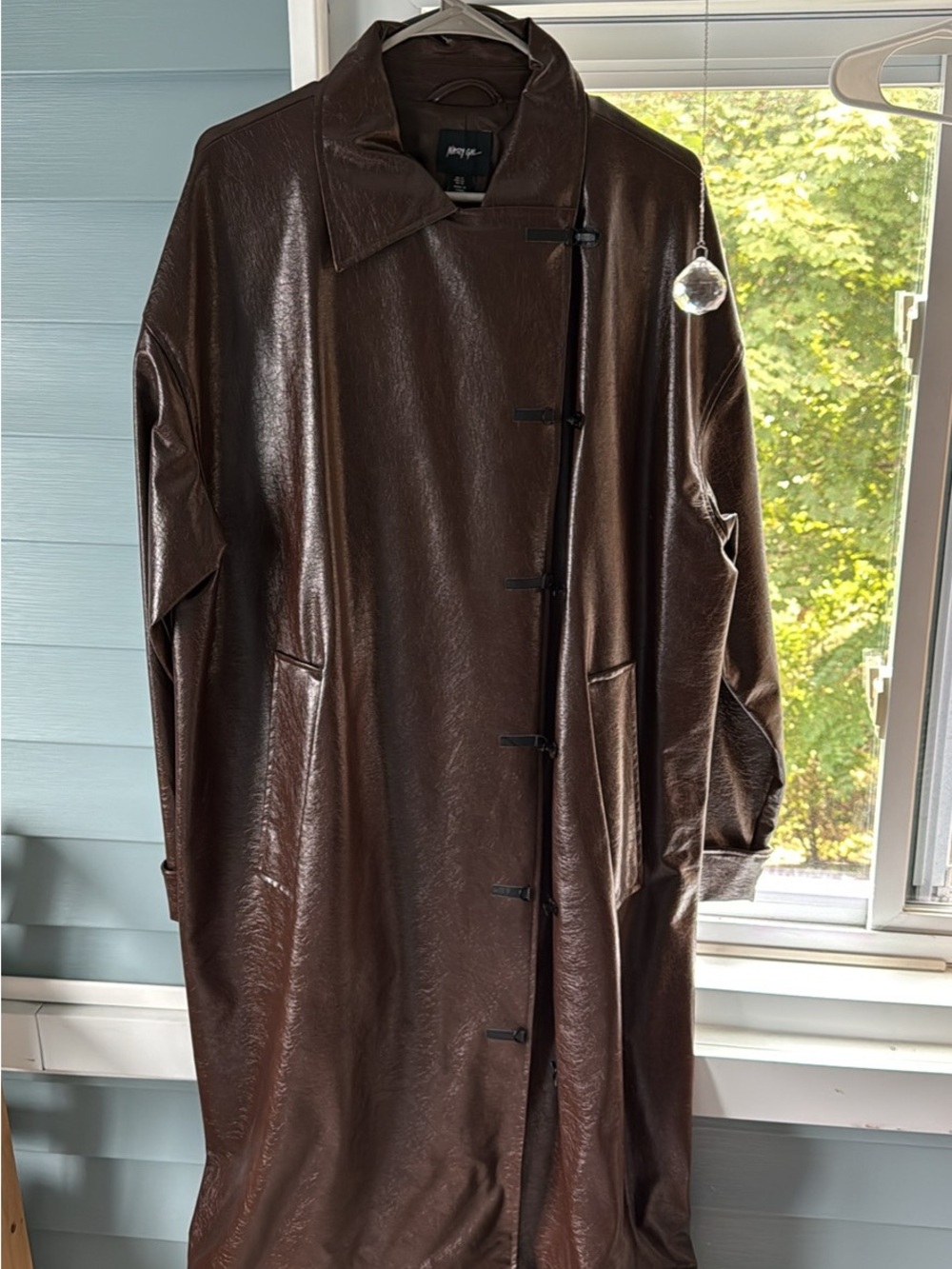 Nasty Gal Brown Faux Leather Trench Coat